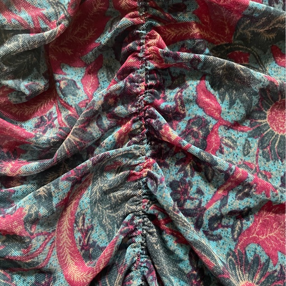 HOUSE OF HARLOW 1960 Women's M Floral Pink Blue Ruched Cocktail Bodycon Dress - Picture 5 of 5